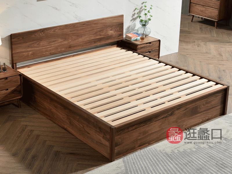 希恩家具北欧卧室床YC029实木高箱床1.8米储物床 北美黑胡桃木床
