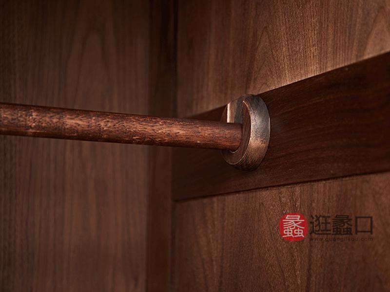 希恩家具新中式卧室衣柜YC012北美黑胡桃木2门衣柜实木衣柜整体大衣柜平开门式