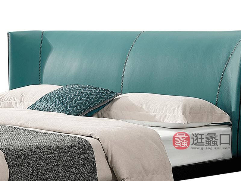 布得布爱家具现代卧室床大荔枝纹牛皮床C-1912#