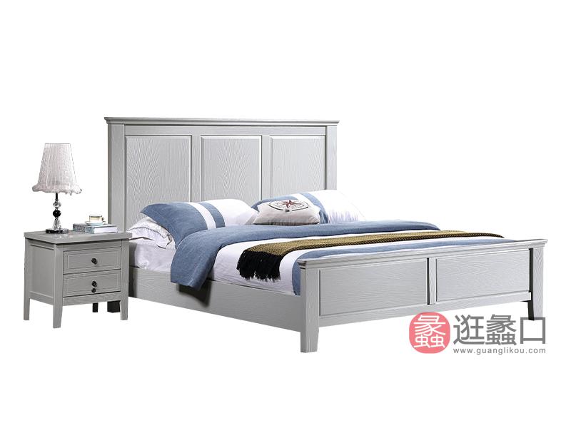 兰迪家具美式卧室床​1.8米美式时尚双人实木大床8811床