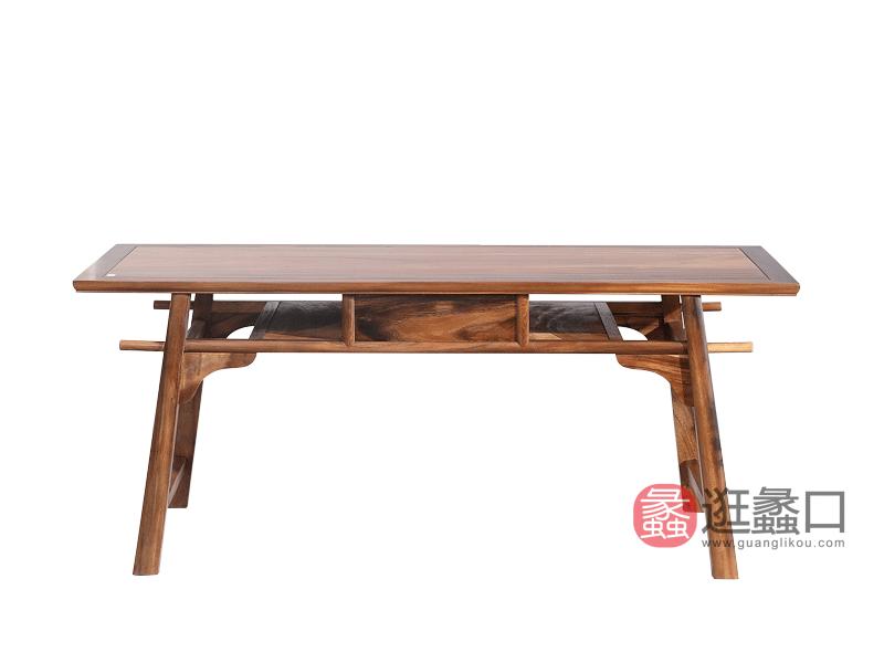 东方韵家具新中式书房茶台茶桌胡桃木单抽屉式茶桌茶台
