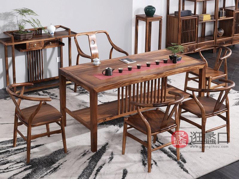 东方韵家具新中式书房茶台茶桌实木茶台茶具套装