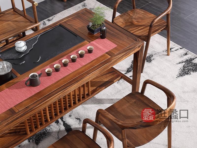 东方韵家具新中式书房茶台茶桌实木茶台茶具套装