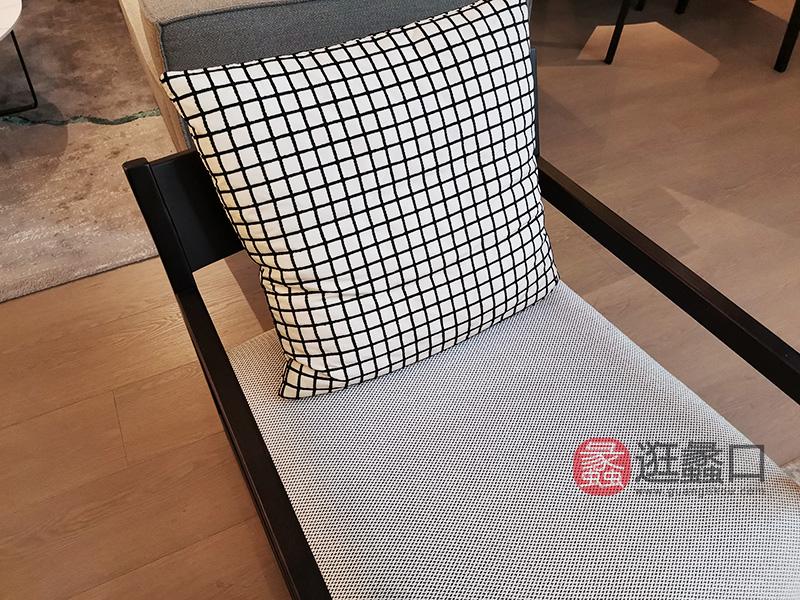 羽尚家具意式现代极简实木布艺软垫客房客厅休闲椅YS-309