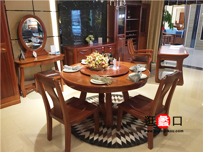 名豪迪克家具中式餐厅实木圆餐桌椅