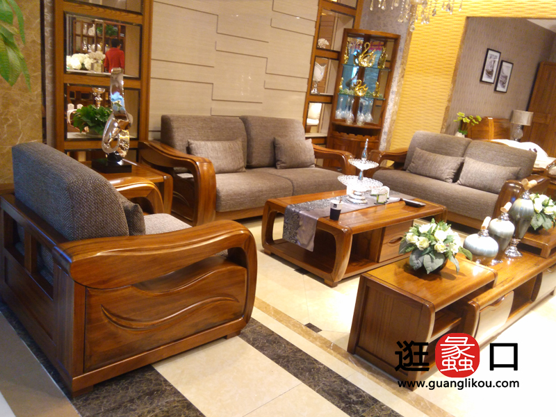 欧罗纳家具新中式实木客厅沙发 欧罗纳家具新中式实木客厅沙发