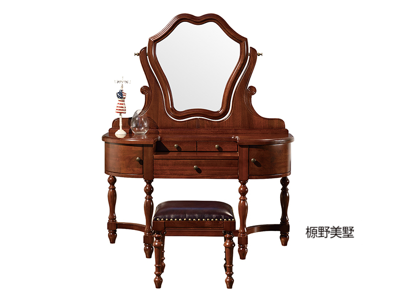 榞野美墅家具 美式经典款卧室金丝木纯实木梳妆台/梳妆凳801