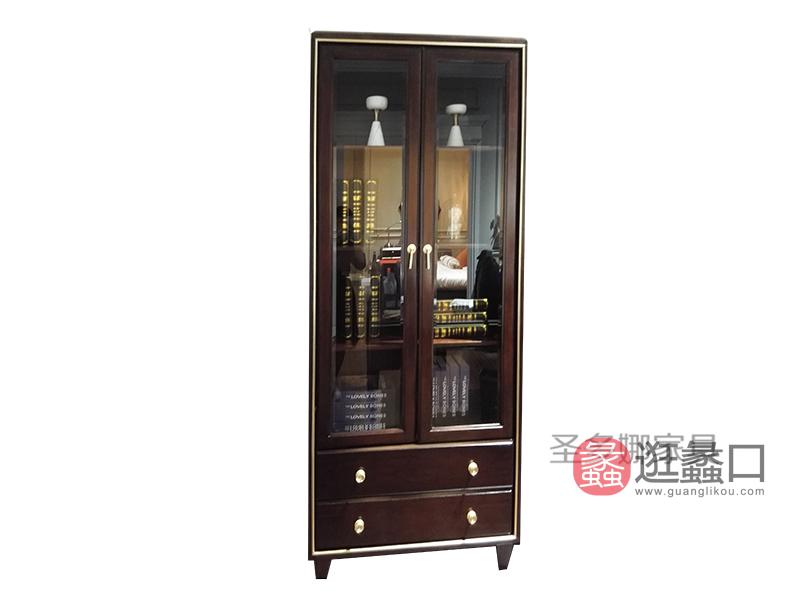 健辉家居·圣多娜轻奢家具美式餐厅桃花芯木实木酒柜SDN006