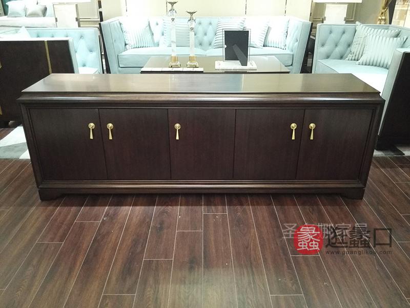 健辉家居·圣多娜轻奢家具品质款美式客厅桃花芯木实木电视柜SDN032