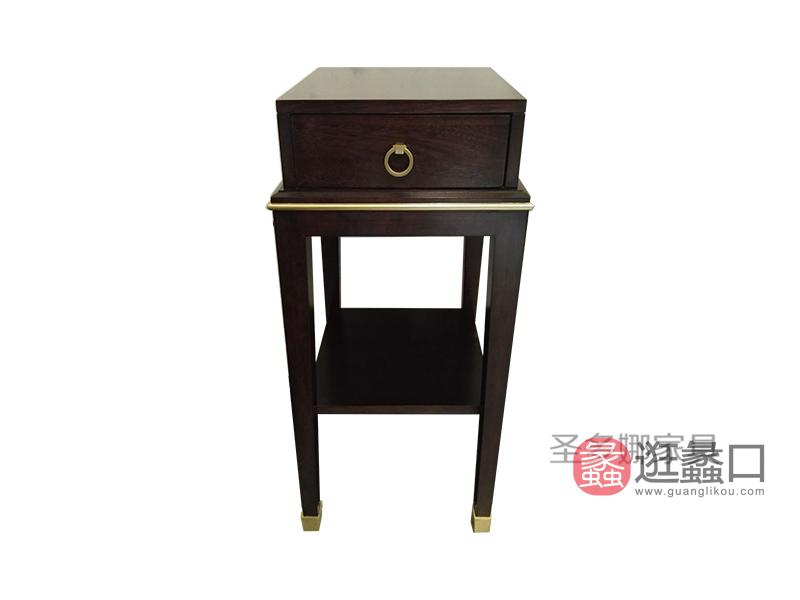 健辉家居·圣多娜轻奢家具美式客厅深色桃花芯木实木中花架SDN042