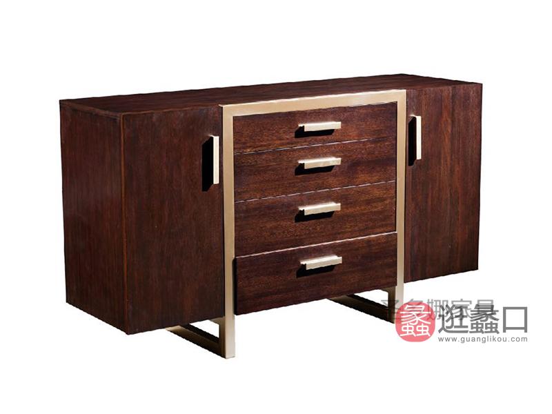 健辉家居·圣多娜轻奢家具品质款美式餐厅桃花芯木实木餐边柜SDN043