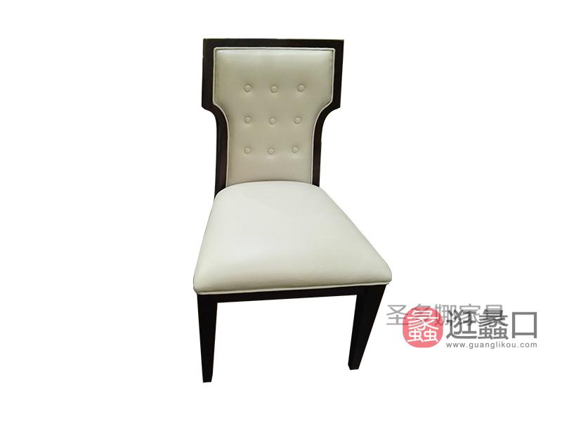 健辉家居·圣多娜轻奢家具美式品质客厅桃花芯木实木浅色餐椅SDN050