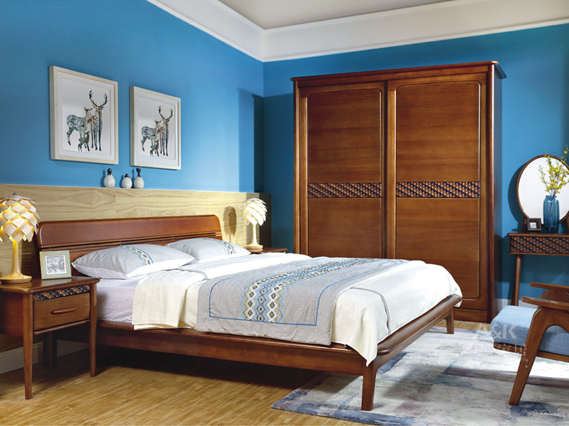 沃克家居北欧卧室鹅掌楸木实木1.8m双人床FT1103/床头柜 沃克家居北欧卧室鹅掌楸木实木1.8m双人床FT1103/床头柜