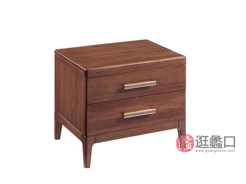柏森优品LD+实木南美胡桃木中式卧室床头柜B3702