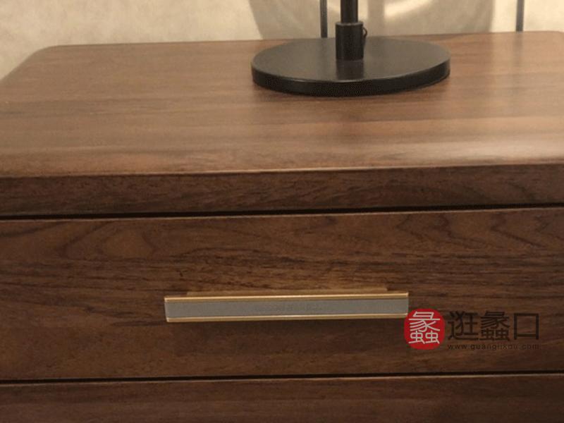 柏森优品LD+实木南美胡桃木中式卧室床头柜B3702