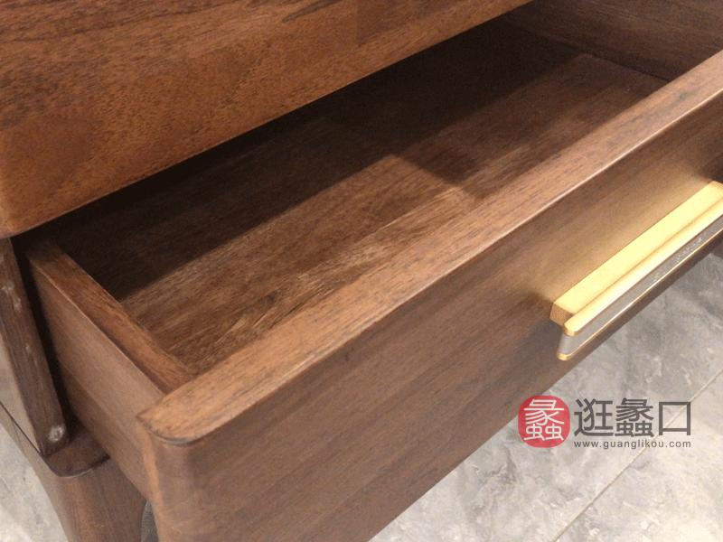 柏森优品LD+实木南美胡桃木中式卧室床头柜B3702