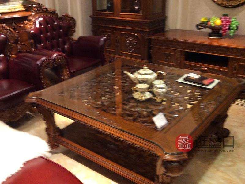 卡洛蔓家具欧式客厅进口柚木实木茶几KLM038