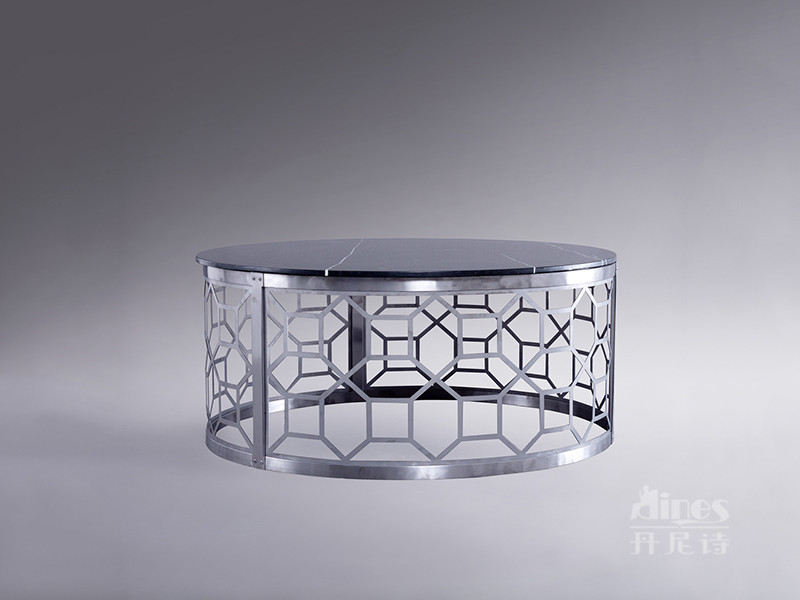 君诺家居·丹尼诗家具轻奢客厅桃花芯木实木铁艺艺术镂空茶边几/茶几