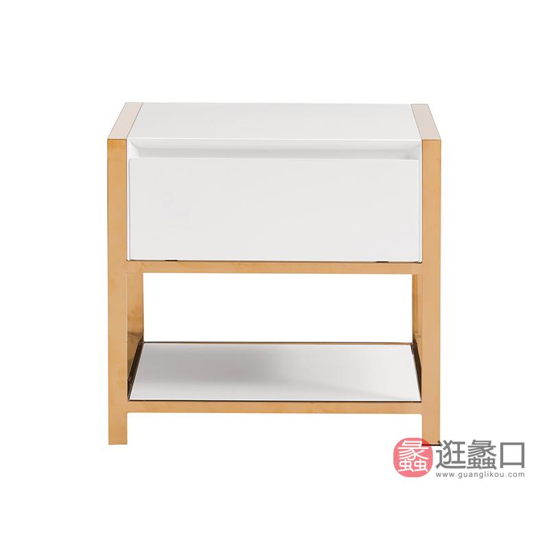 纽约现代美式轻奢E0级中纤板不锈钢电镀钛金脚架床头柜1190227床头柜