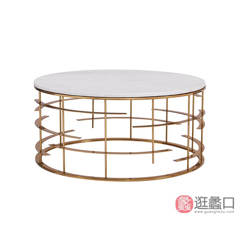 纽约现代美式轻奢不锈钢五金大理石面角几1190287茶几
