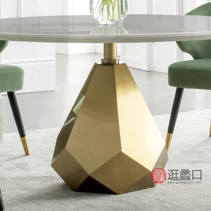 纽约现代美式轻奢人造大理石不锈钢镀金拉丝防指纹油圆餐桌1190487餐桌