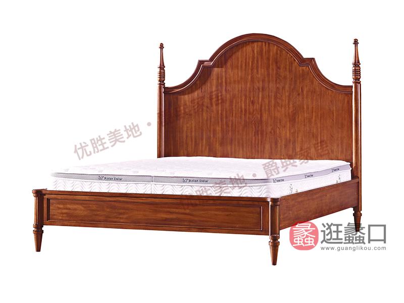 优胜美地家具·爵典家居美式卧室实木双人大床YS03-1A
