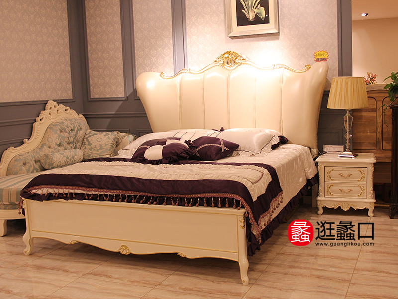 欧汇亚家具欧式卧室实木简约皮艺软靠双人床/床头柜 欧汇亚家具欧式卧室实木简约皮艺软靠双人床/床头柜
