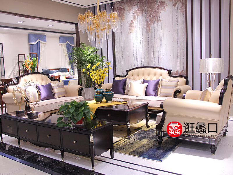 兴业美森·金麦莎轻奢系列客厅实木双人位/三人位/单人位沙发组合/茶几 兴业美森·金麦莎轻奢系列客厅实木双人位/三人位/单人位沙发组合/茶几