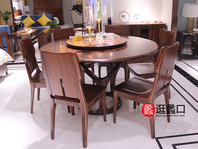 兴业美森·金麦莎轻奢系列轻奢餐厅实木圆餐桌/无扶手餐椅 兴业美森·金麦莎轻奢系列轻奢餐厅实木圆餐桌/无扶手餐椅