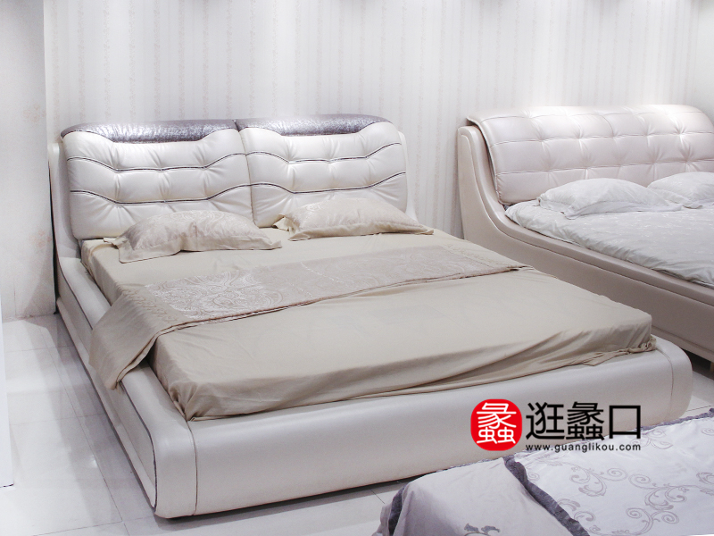 百运佳家具现代简约卧室皮艺双人床/婚床/软床/床头柜