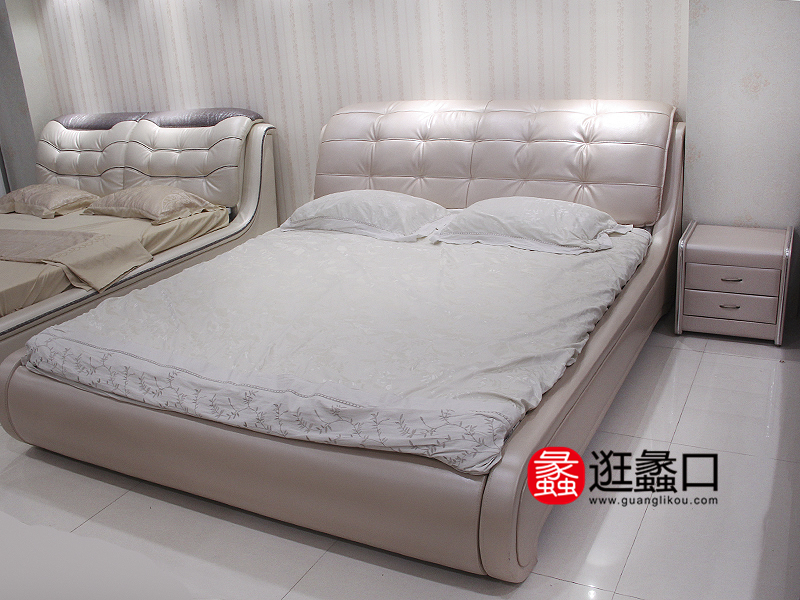 百运佳家具现代简约卧室皮艺双人床/婚床/软床/床头柜 百运佳家具现代简约卧室皮艺双人床/婚床/软床/床头柜
