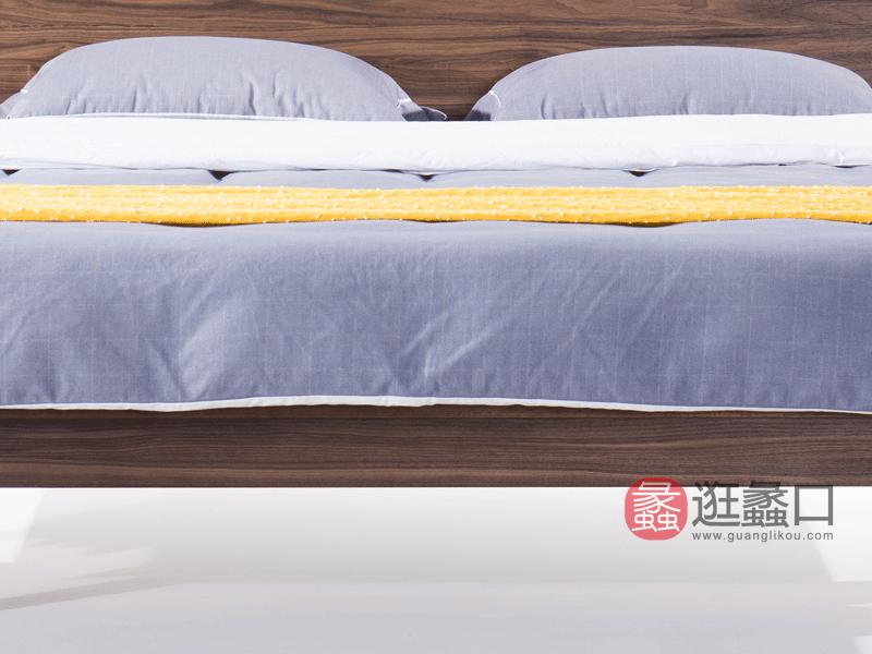 欧宝北境家具北欧卧室床北美黑胡桃实木床009床
