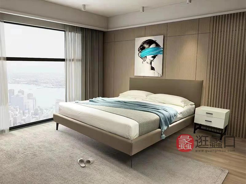 蠡口家具城欧宝朗驰家具工厂直营店科技皮意式极简卧室床1216