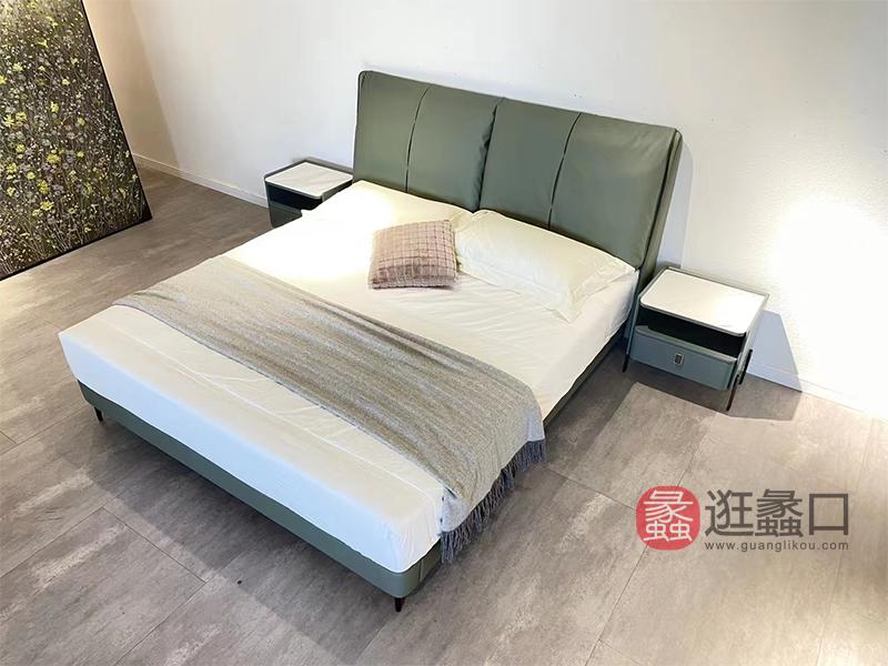 蠡口家具城欧宝朗驰家具工厂直营店牛皮意式极简卧室床1218