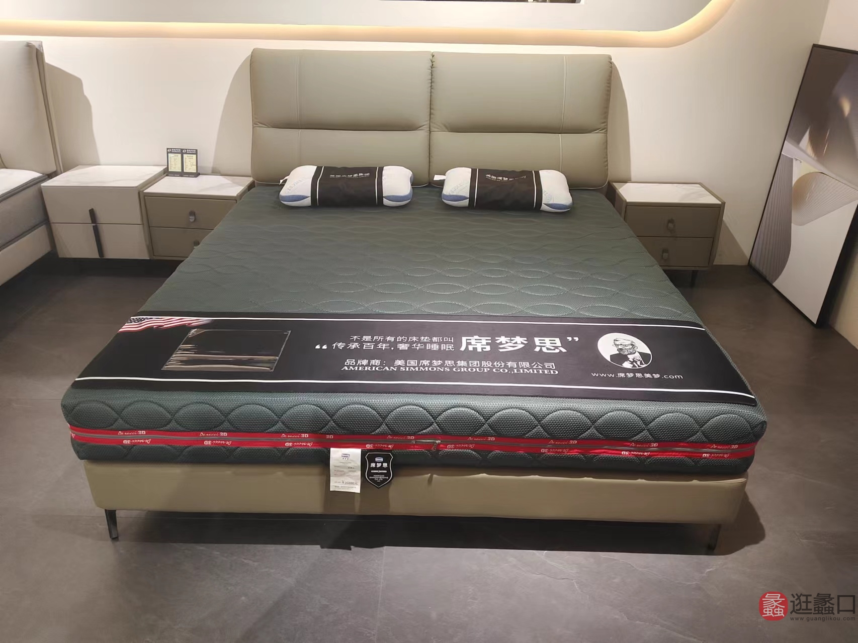 蠡口家具城茜杰软体家具卧室头层牛皮床qj017