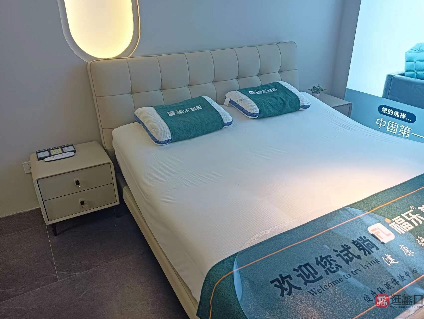 蠡口家具城茜杰软体家具卧室头层牛皮床+智能床垫按摩功能唤醒功能止鼾功能零压功能qj021