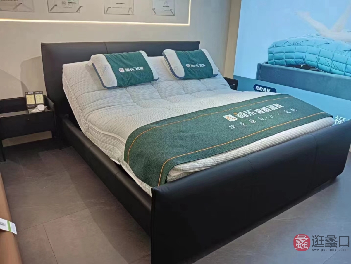 蠡口家具城茜杰软体家具卧室头层牛皮床+智能床垫按摩功能唤醒功能止鼾功能零压功能pj025