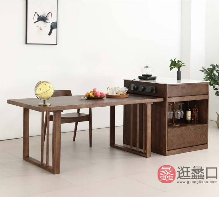 进鑫白腊木套房家具餐厅北欧餐桌椅22