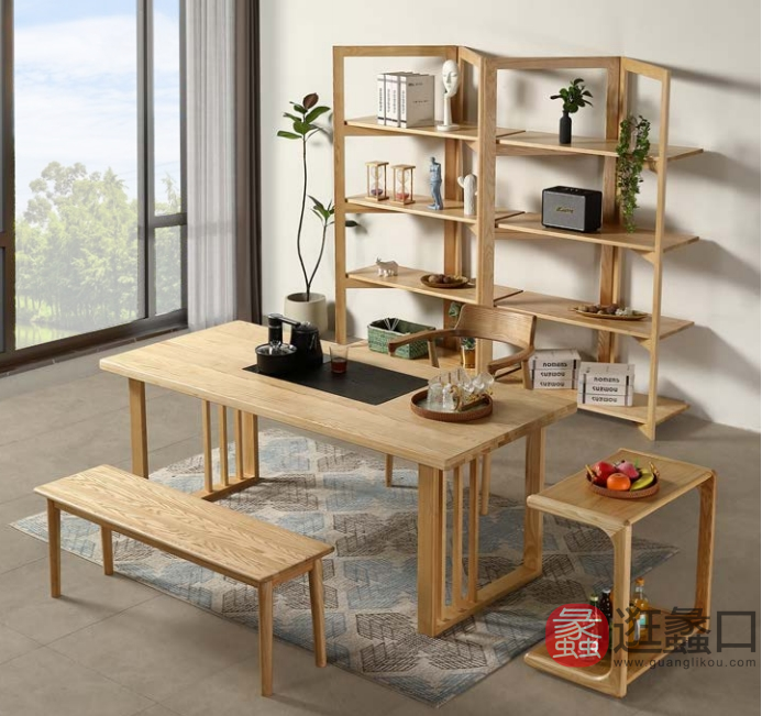 进鑫白腊木套房家具餐厅北欧餐桌椅28
