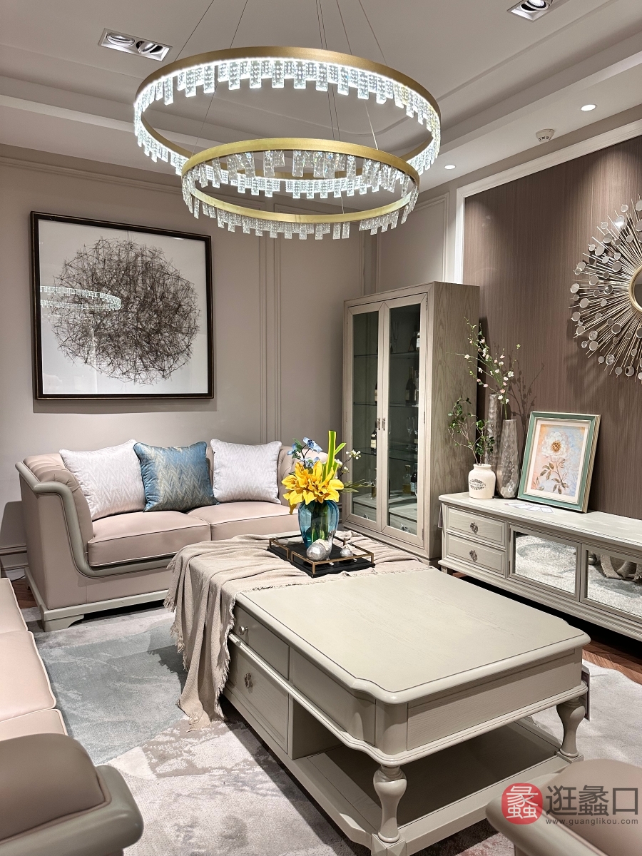 莫里空间美式实木家具意式极简客厅沙发208