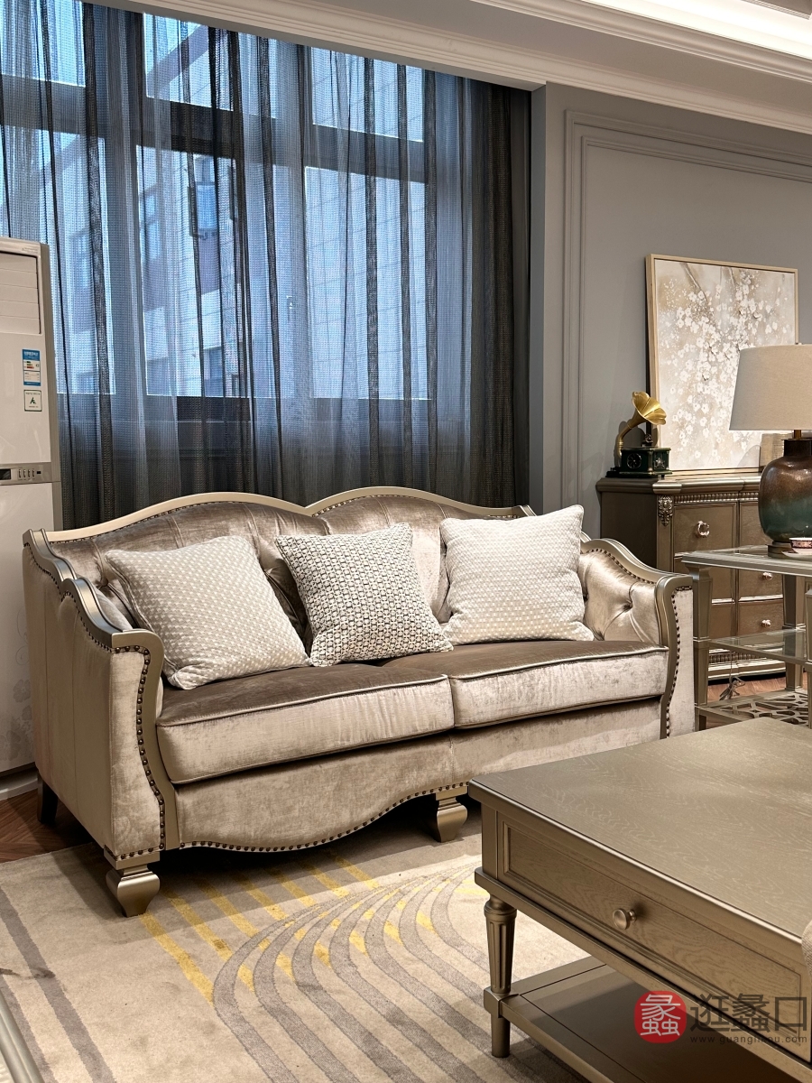 莫里空间美式实木家具意式极简客厅沙发208