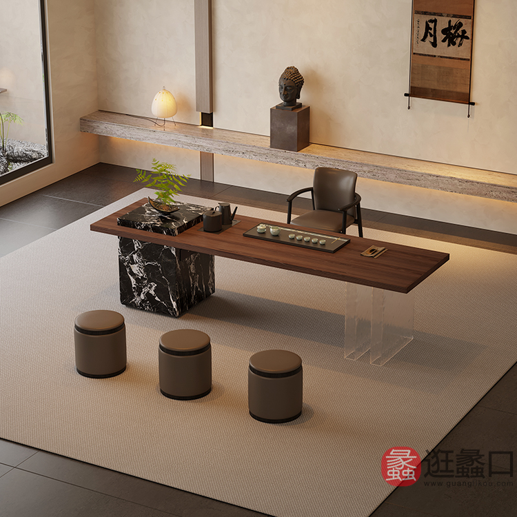 华羽优梵茶空间家具茶室意式极简茶室家具18