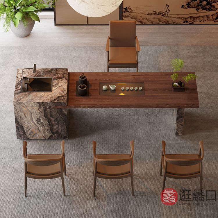 华羽优梵茶空间家具茶室意式极简茶室家具19