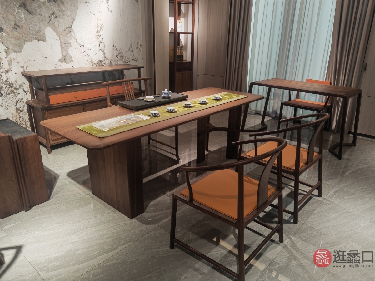 蠡口家具城上阅新中式家具茶室新中式茶室家具4