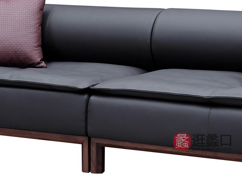 漾木家具工厂直营店客厅沙发乌丝檀木+头层皮0660137-3三人位沙发