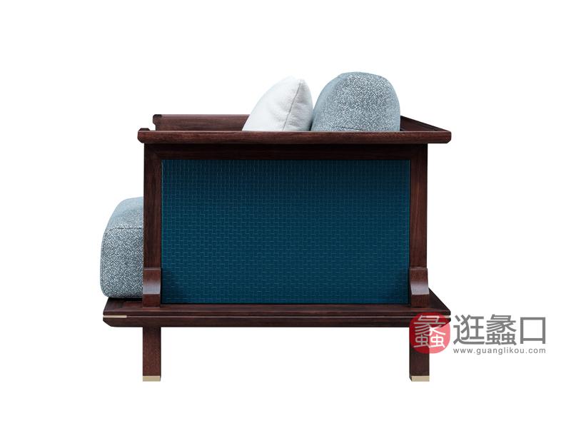漾木家具工厂直营店乌丝檀木+头层皮0660139单人沙发