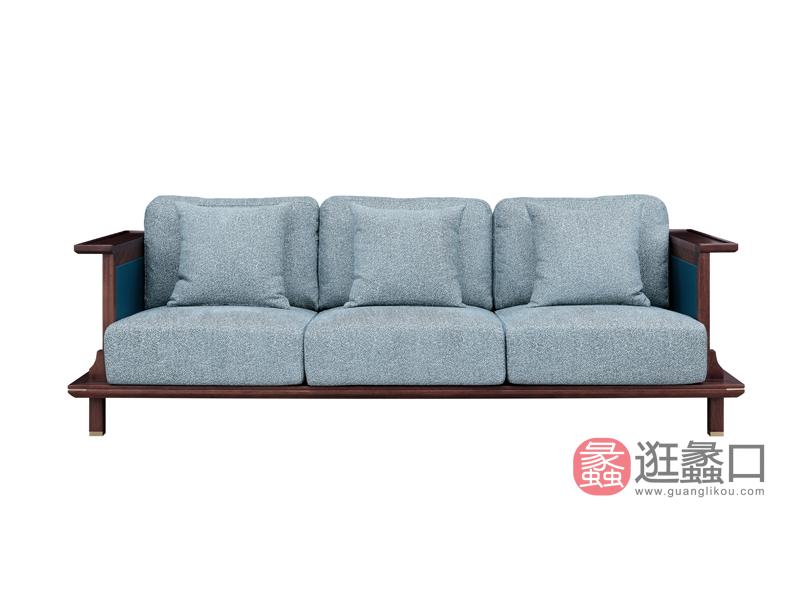漾木家具工厂直营店客厅沙发乌丝檀木+头层皮0660138-3三人沙发​