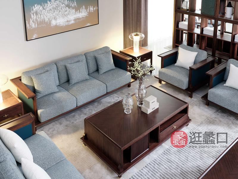 漾木家具工厂直营店客厅沙发乌丝檀木+头层皮0660138-3三人沙发​