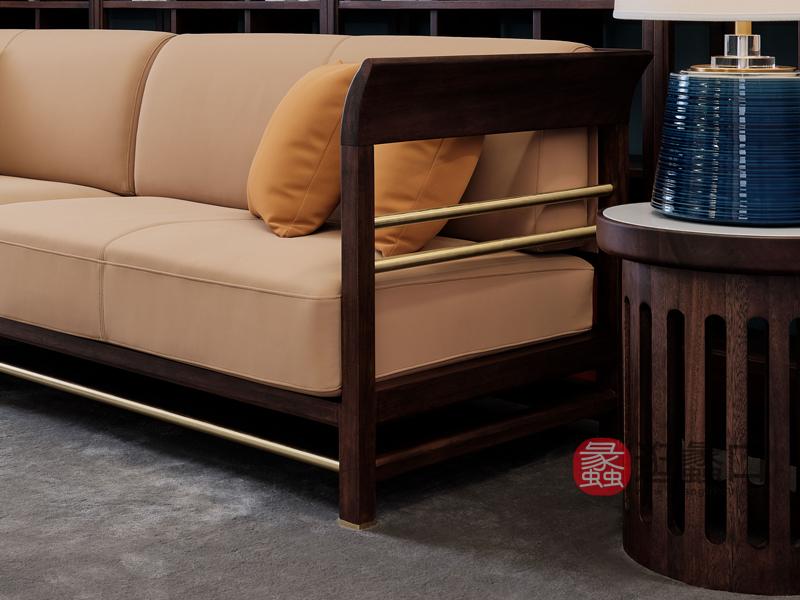 漾木家具工厂直营店客厅沙发乌丝檀木+头层皮0660142-4 沙发