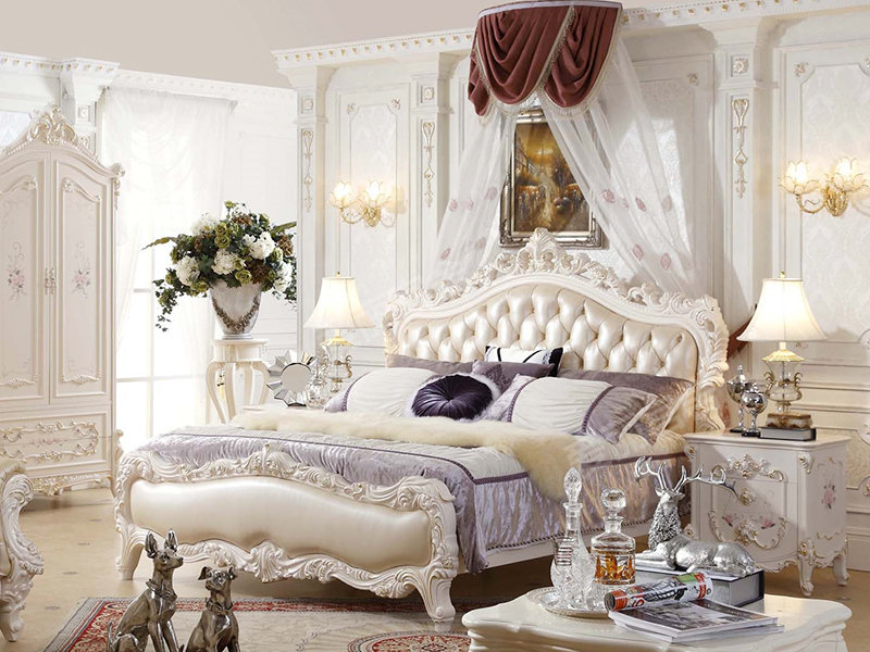 爱丽舍宫 欧式法式宫廷系列时尚典雅实木雕花床H-802/床头柜 爱丽舍宫 欧式法式宫廷系列时尚典雅实木雕花床H-802/床头柜